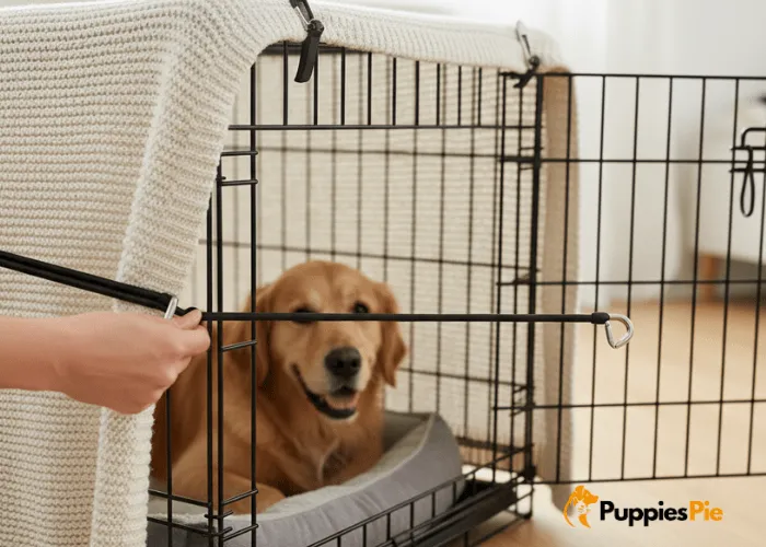 DIY Dog Crate Makeover on a Budget 7 A small collection of bungee cords and various clips, organized and ready to be used for securing a fabric cover to a dog crate, laid out on a clean surface.