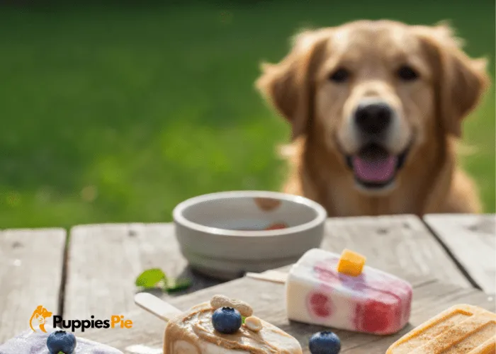 Frozen Yogurt Dog Popsicles: A Cool Treat for Your Pup 4 Berry, peanut butter banana, tropical, and pumpkin frozen dog treats made with yogurt and fruit ingredients.