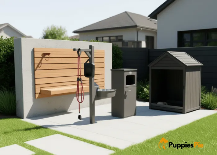 Create a Dog Walking Station at Home 1 Person measuring wall space near a doorway to set up a dog walking station, planning space for leashes, collars, and other pet accessories.