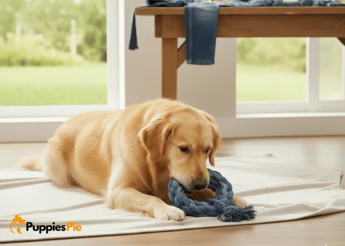 Recycled Jeans Dog Toy: A DIY Craft 3 Safe and natural dog toy made from clean, pre-washed denim, free from harmful chemicals and small choking hazards.