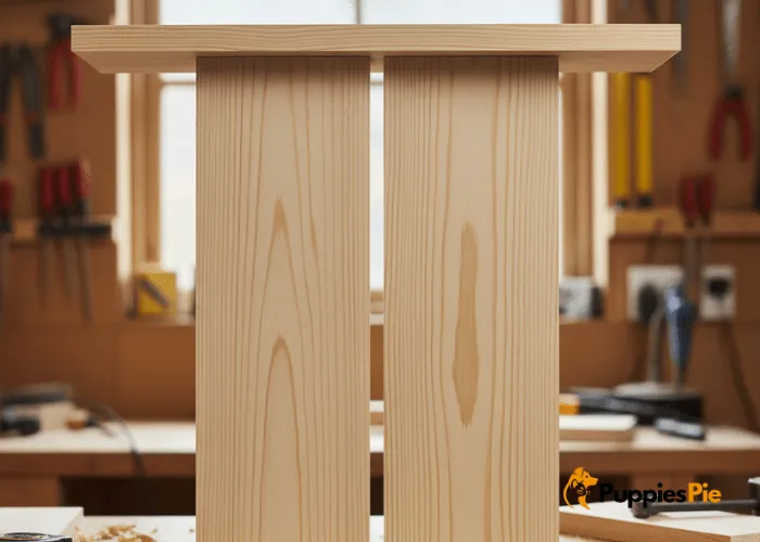 Two vertical wooden side pieces that provide support and stability for the top of the feeding station.