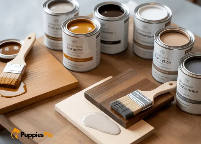 Pet-safe, non-toxic wood stain or paint used to protect the wood and enhance its appearance to match your home decor.