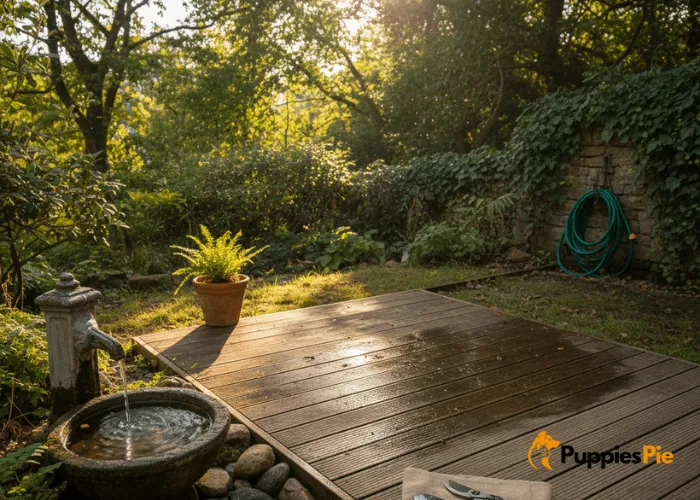 Create a Dog Cleaning Station: Easy DIY Setup for Clean Paws and Happy Homes 1 Pet parent choosing a well lit area close to water access to create a paw cleaning station at home.