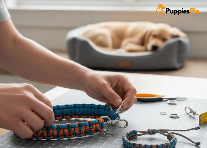 DIY Matching Dog & Owner Bracelets: Craft a Stylish Symbol of Your Bond 5 DIY matching dog and owner bracelet with a strong clasp being attached for a secure and adjustable fit.