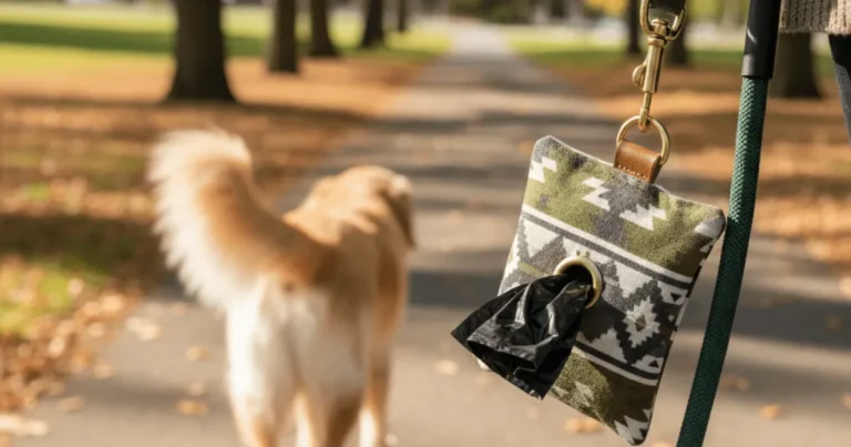 DIY dog poop bag holder that’s simple, stylish, and functional for easy waste cleanup on walks.