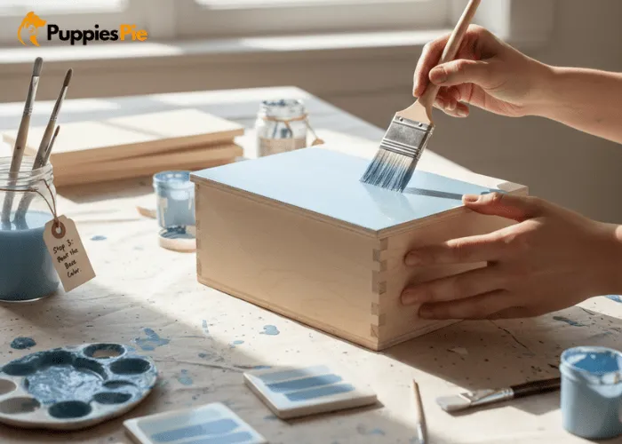 Treat box painted in thin layers of a base color for a smooth, even finish.