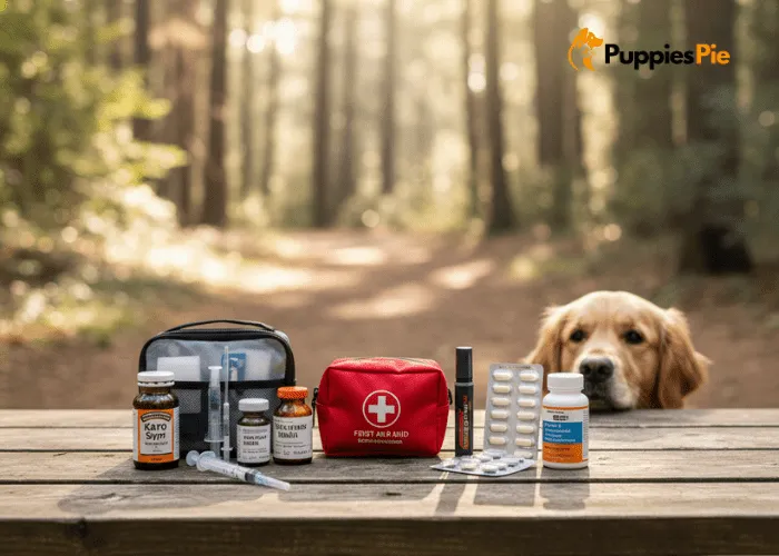 Assemble a Comprehensive DIY Dog First Aid Kit for Emergencies 5 Diabetic dog emergency supplies including insulin, syringes, and a sugar source like Karo syrup stored for first aid use.