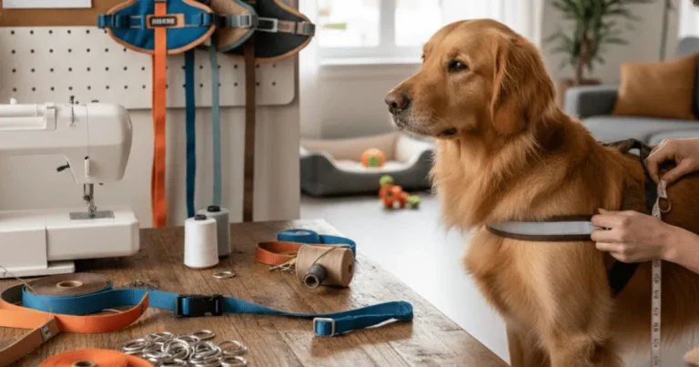 DIY dog harness made at home, designed for safety, comfort, and proper fit for your pet.