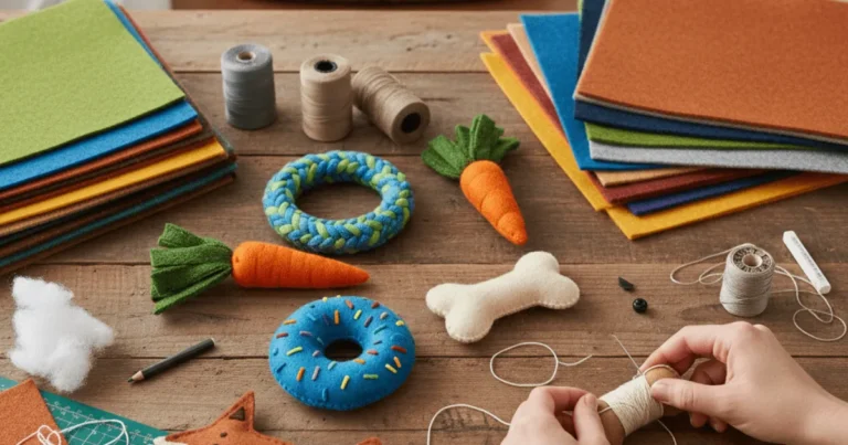 DIY durable felt dog toys handmade at home, safe and easy for pets to play with.