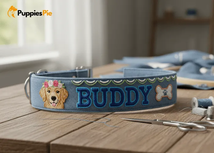 Dog Collar Embroidery: Personalize Your Pup’s Style the Easy Way 6 Adding optional details to a dog collar embroidery, like outlining the name, small symbols, or decorative lines for a personalized touch.