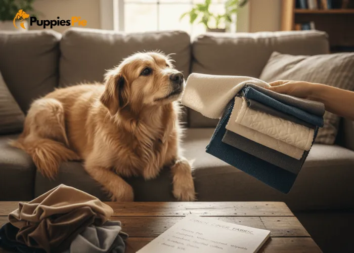 Dog Couch Cover DIY: Protect Your Furniture the Smart Way 2 Selecting durable and pet-safe fabric like canvas, fleece, or waterproof material to make a long lasting DIY dog couch cover.