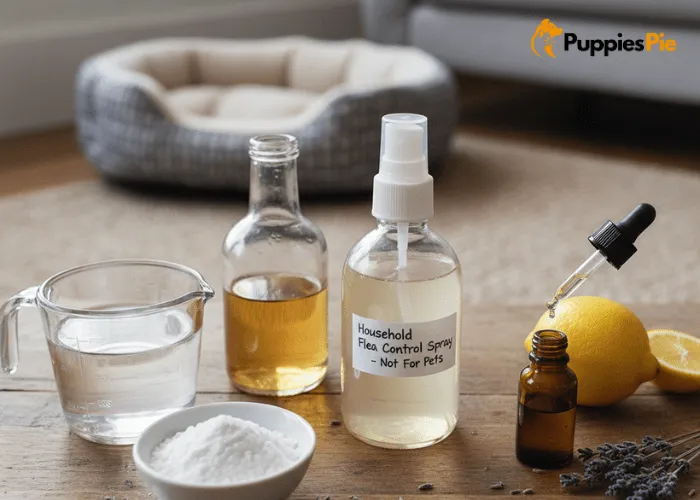 Homemade Flea Spray for Dogs: A Safe, Natural Fix for Itchy Problems 5 Homemade household flea spray with water, apple cider vinegar, baking soda, and essential oils for bedding, carpets, and furniture.