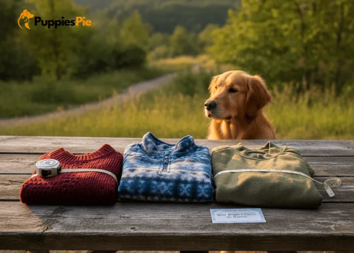 Upcycled Sweater into Dog Jacket – A Cozy DIY for Your Pup 1 Hands cutting the top portion off a sweater just below the armpits to create a DIY dog jacket body.