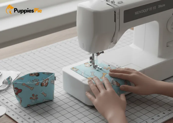 Sewing fabric tube for a DIY bag dispenser pouch.