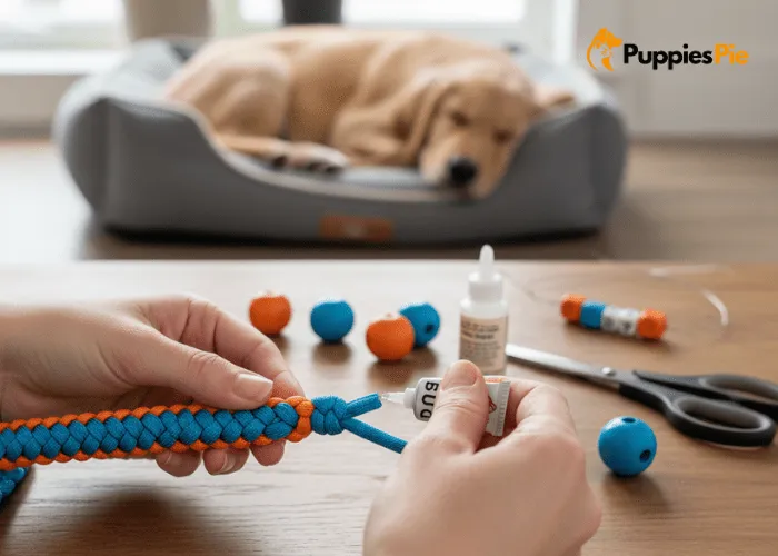 DIY Matching Dog & Owner Bracelets: Craft a Stylish Symbol of Your Bond 3 Hands braiding paracord into a dog and owner bracelet using a simple cobra weave.