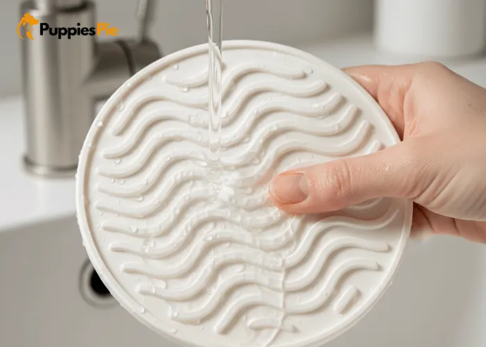 How to Make a Lick Mat at Home (Easy DIY Guide) 3 Dog-safe spreadable foods including peanut butter, Greek yogurt, pumpkin puree, mashed banana, and wet dog food for filling a DIY lick mat.