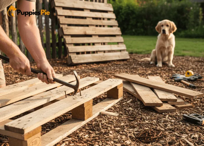 Build a Dog Fence Gate from Pallets: A Simple DIY Guide 2 Removing pallet nails and separating boards to build a sturdy outdoor dog fence gate.