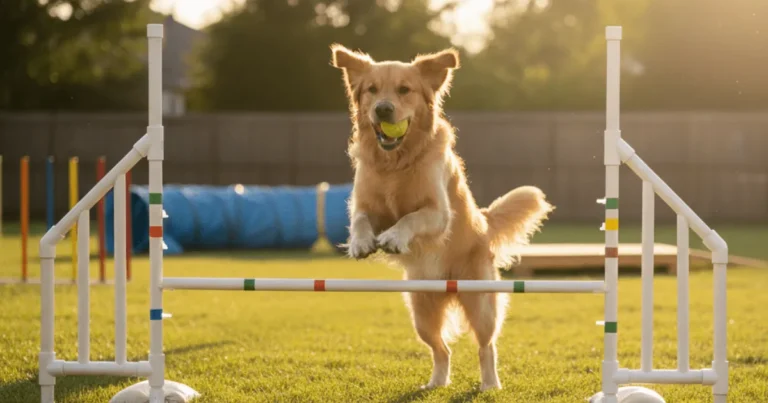 DIY guide to building a simple dog agility jump at home for training and exercise.